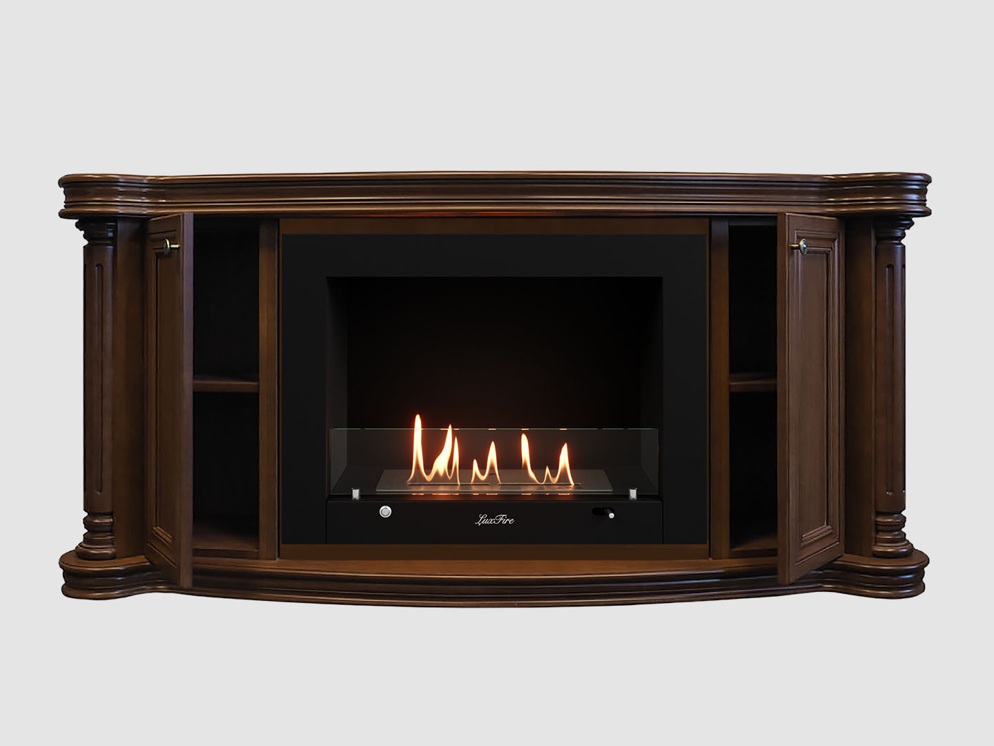 Каминный портал МДФ "Бетховен 1720" с биокамином Lux Fire "Фаер Бокс 3 - 33" (темный орех) по цене 148 800 руб.