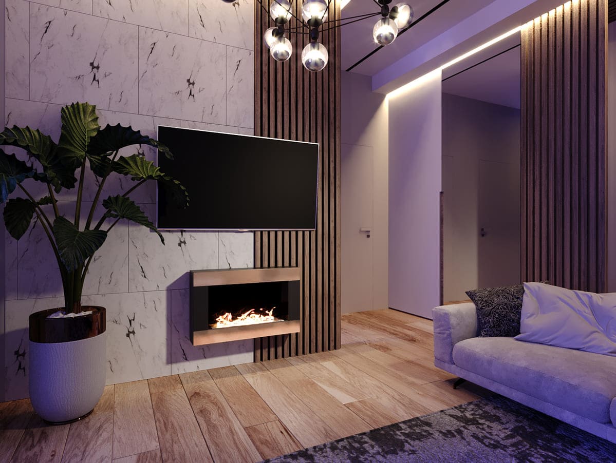 Биокамин "Русский огонь" Голд 800N настенный (высота 500мм.) с защитным стеклом по цене 26 828 руб.