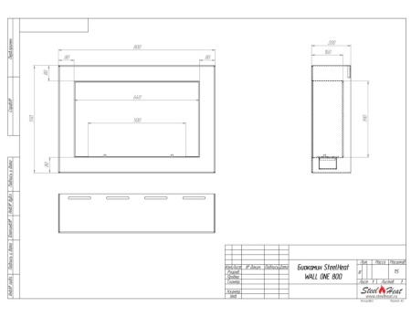 Биокамин SteelHeat WALL ONE 800 черный, стемалит по цене 29 505 руб.